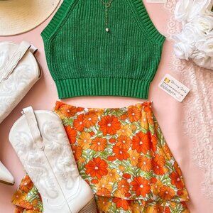 Poppy Print Ruffle Mini Skirt Summer Forever by Sadie & Sage